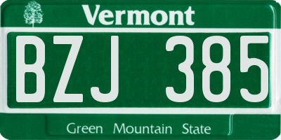 VT license plate BZJ385