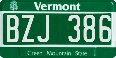 VT license plate BZJ386