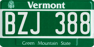 VT license plate BZJ388