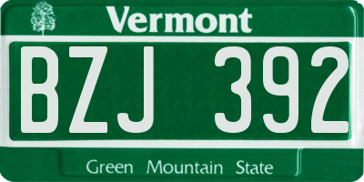 VT license plate BZJ392