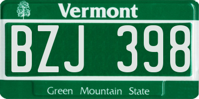 VT license plate BZJ398