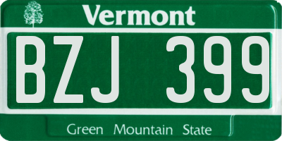 VT license plate BZJ399