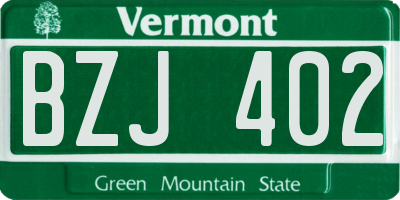 VT license plate BZJ402