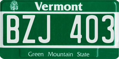 VT license plate BZJ403