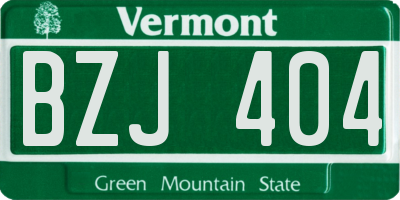 VT license plate BZJ404
