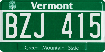 VT license plate BZJ415