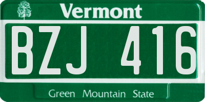 VT license plate BZJ416