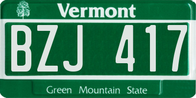 VT license plate BZJ417