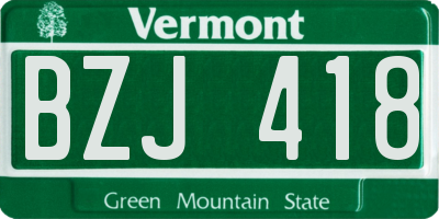 VT license plate BZJ418