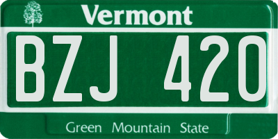 VT license plate BZJ420