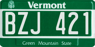 VT license plate BZJ421
