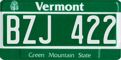 VT license plate BZJ422
