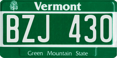 VT license plate BZJ430