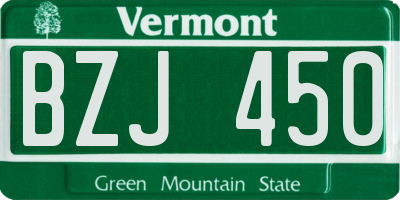 VT license plate BZJ450