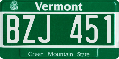VT license plate BZJ451