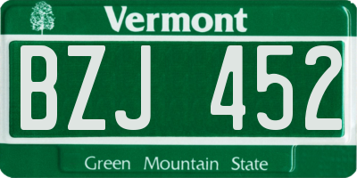 VT license plate BZJ452