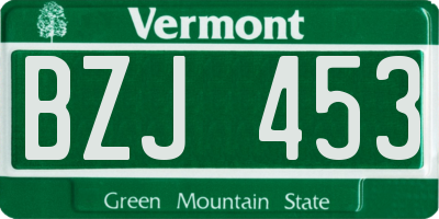 VT license plate BZJ453