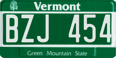 VT license plate BZJ454
