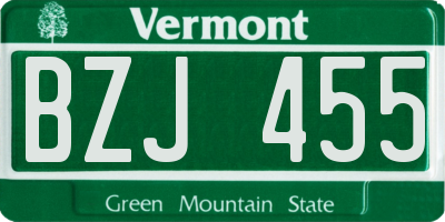 VT license plate BZJ455