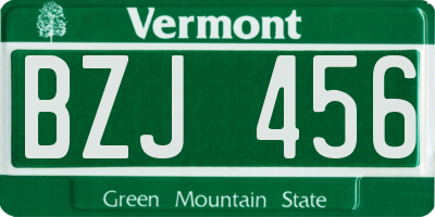 VT license plate BZJ456