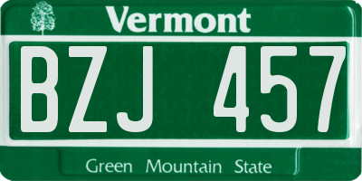VT license plate BZJ457