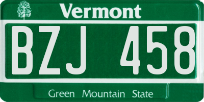 VT license plate BZJ458
