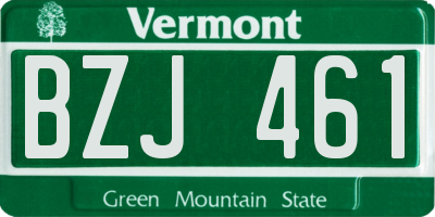 VT license plate BZJ461