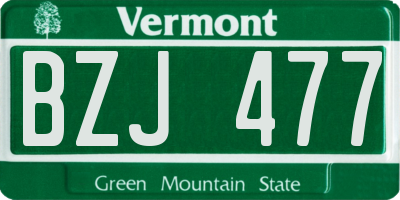 VT license plate BZJ477