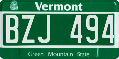 VT license plate BZJ494