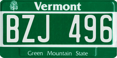 VT license plate BZJ496