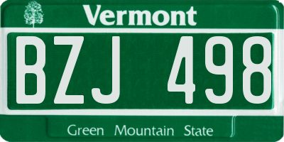 VT license plate BZJ498