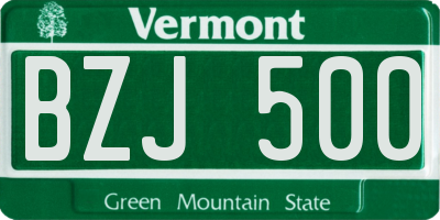 VT license plate BZJ500