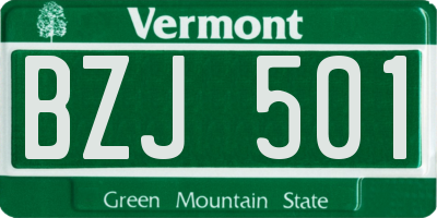 VT license plate BZJ501