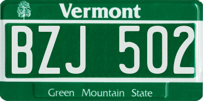 VT license plate BZJ502