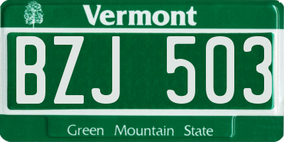 VT license plate BZJ503