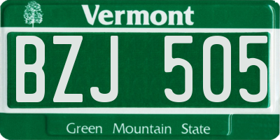 VT license plate BZJ505