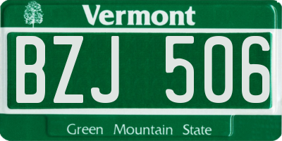 VT license plate BZJ506