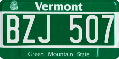 VT license plate BZJ507