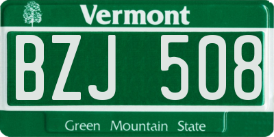 VT license plate BZJ508