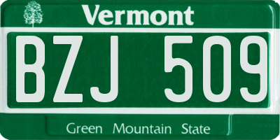 VT license plate BZJ509