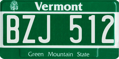 VT license plate BZJ512
