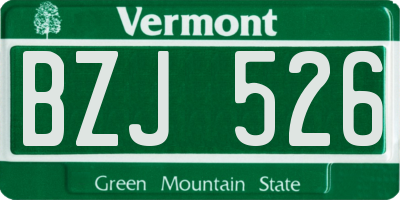 VT license plate BZJ526