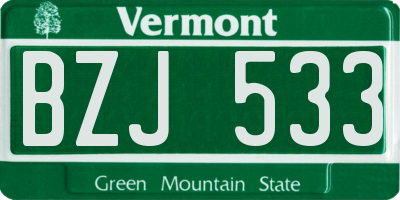 VT license plate BZJ533