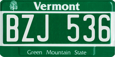 VT license plate BZJ536