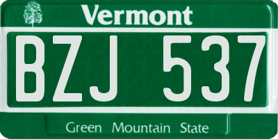 VT license plate BZJ537