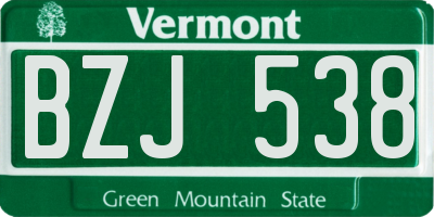 VT license plate BZJ538