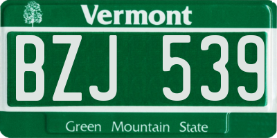 VT license plate BZJ539