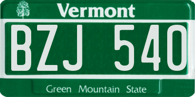 VT license plate BZJ540