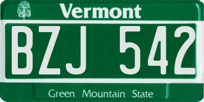 VT license plate BZJ542