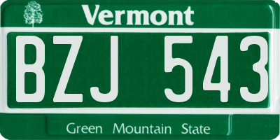 VT license plate BZJ543